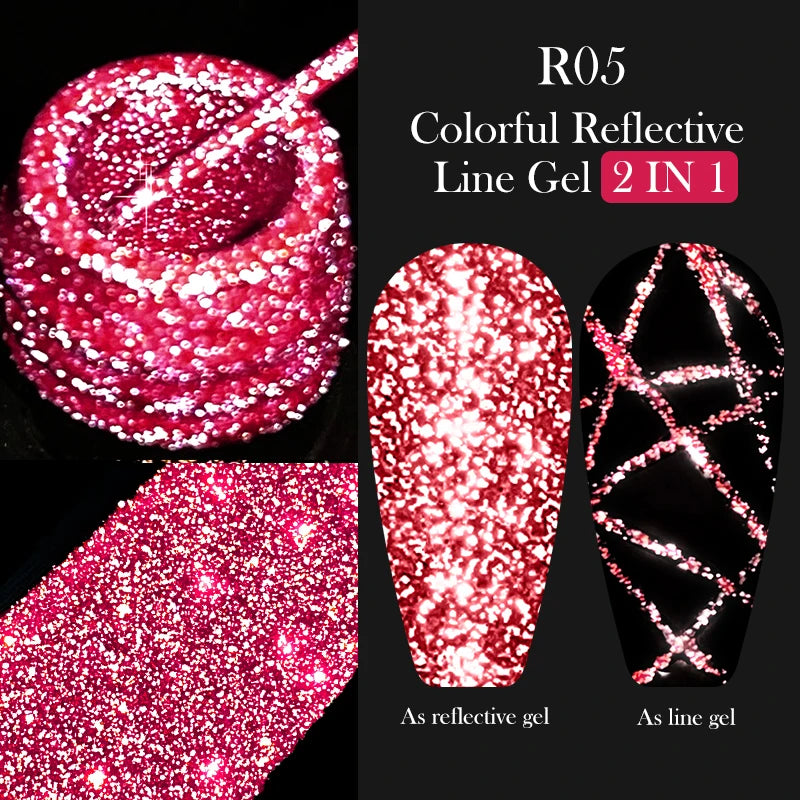 LILYCUTE 5ml Metallic Gold & Silver Mirror Liner Gel - Super Bright French Nail Art