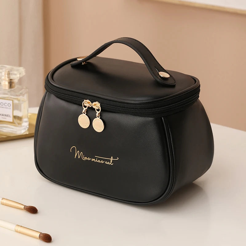 PU Leather Multi-Function Cosmetic Bag - Portable Travel Makeup Case & Toiletry Kit