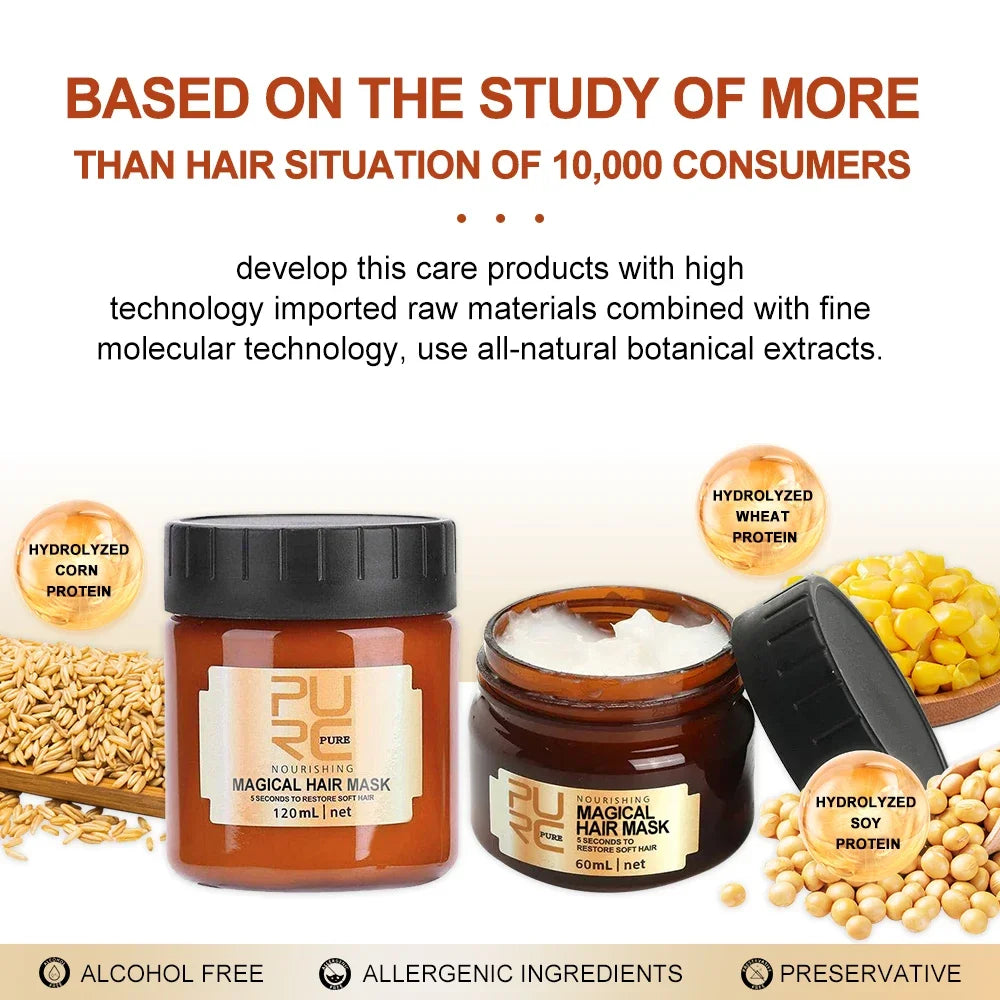 PURC 5-Second Magical Keratin Hair Mask - Quick Smoothing & Frizz Repair Treatment