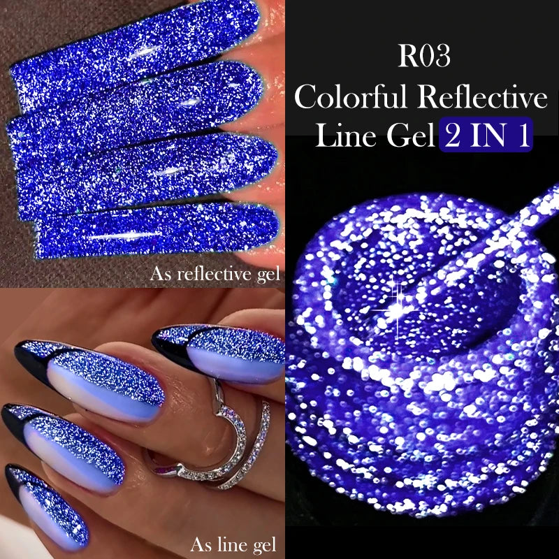 LILYCUTE 5ml Reflective Glitter Liner Gel - Champagne Sparkling Lines for French Nail Art