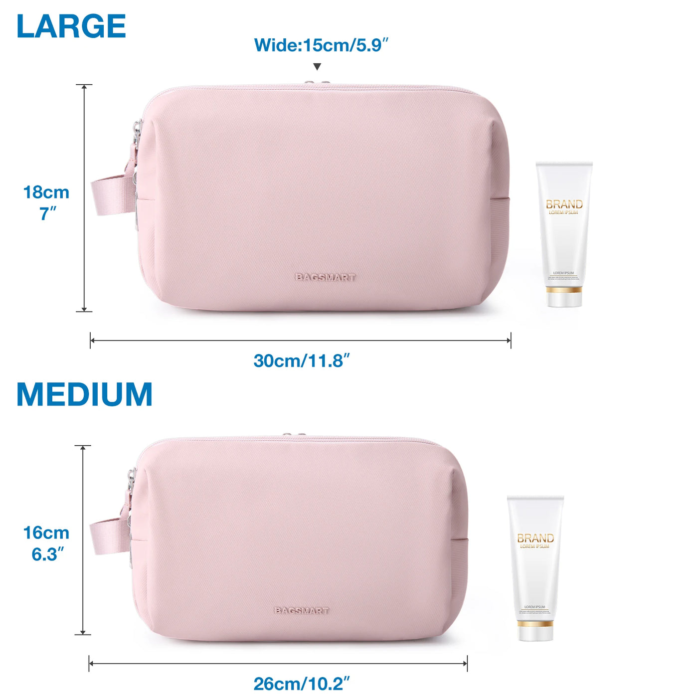 BAGSMART Waterproof Travel Dopp Kit - Lightweight Toiletries & Cosmetic Bag for Men & Women