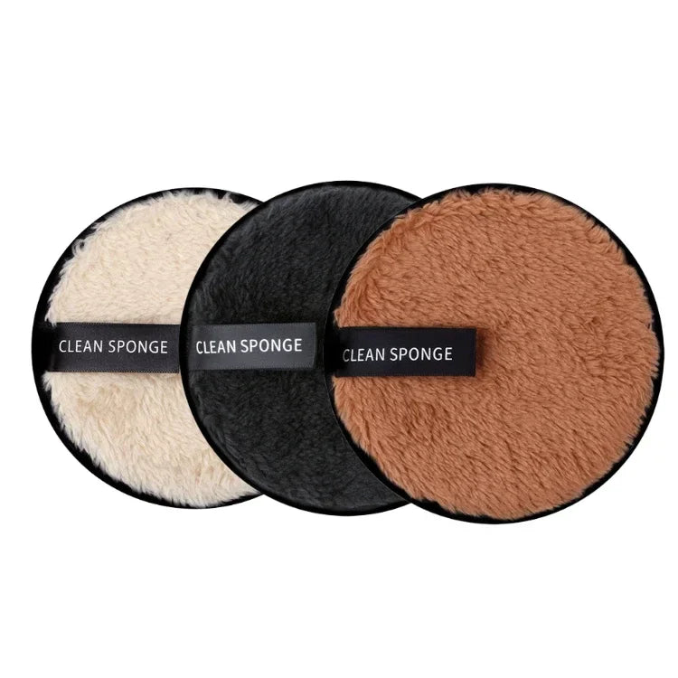3-Piece Reusable Microfiber Makeup Remover Pads - Washable Cotton Cleansing Sponges