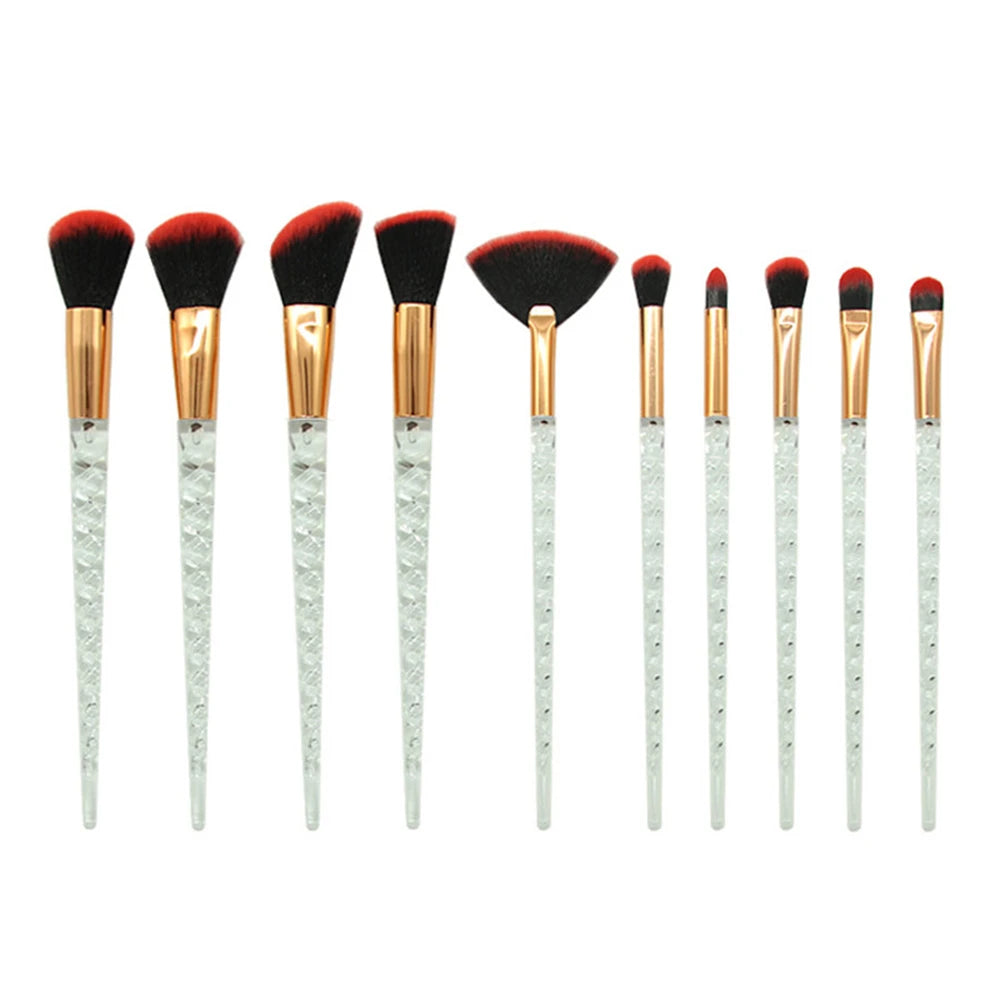 Unicorn Glitter Makeup Brush Set - Foundation, Powder, Blush & Eyeshadow Synthetic