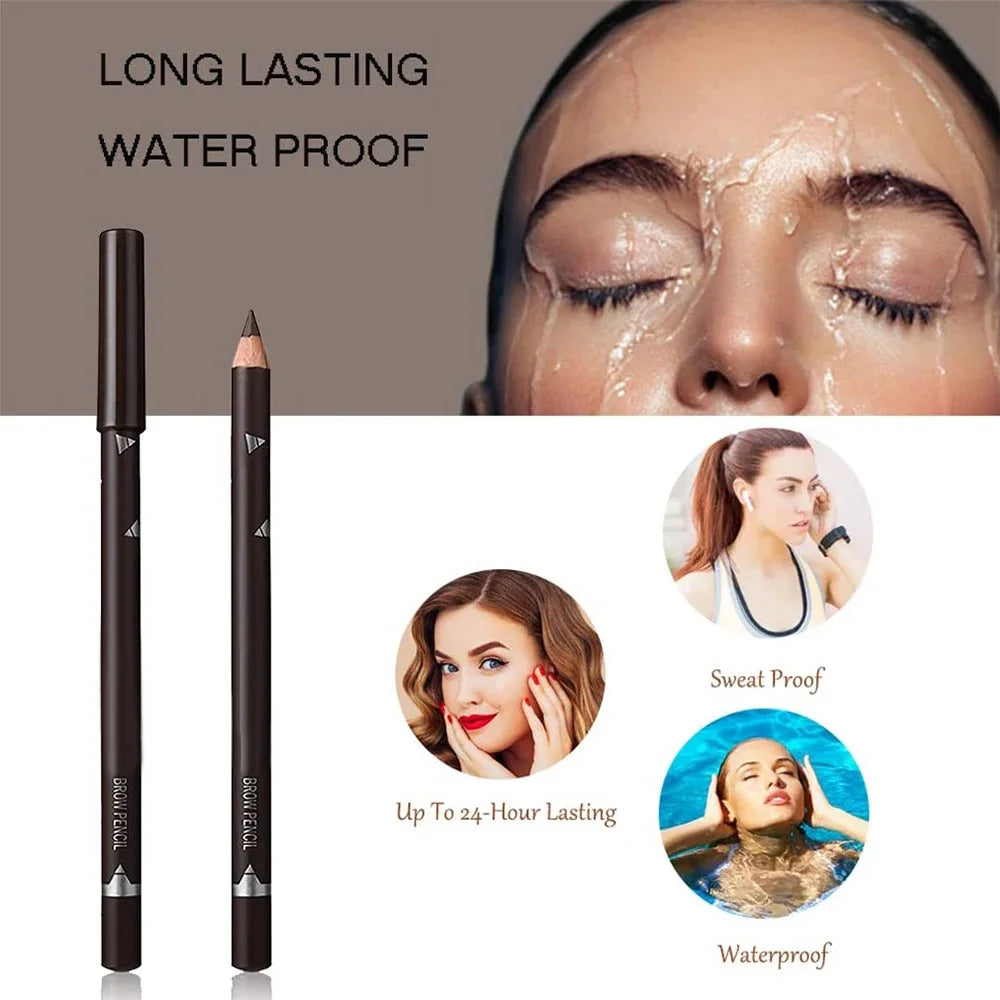 6/12-Pack Waterproof Eyebrow Pencils - Professional Natural Black & Brown Set