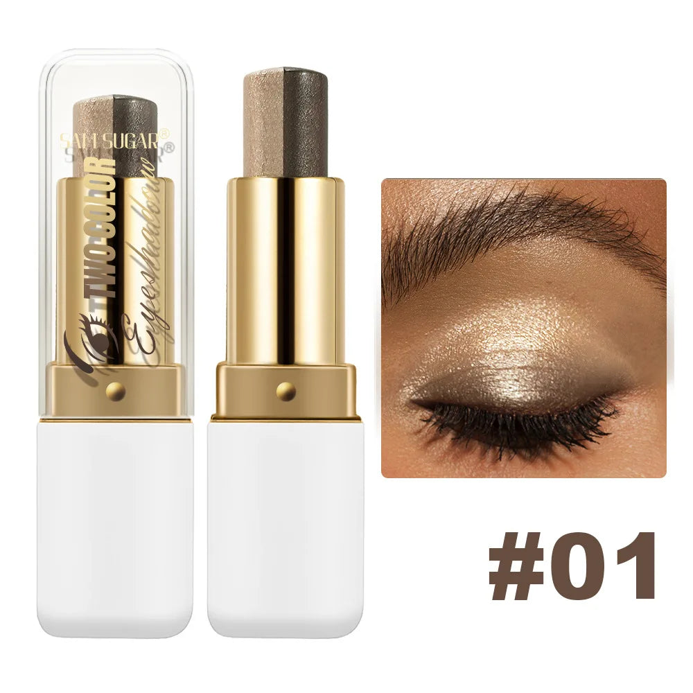 Double Color Eyeshadow Stick - Glitter Shimmer & Metallic Highlight Duo