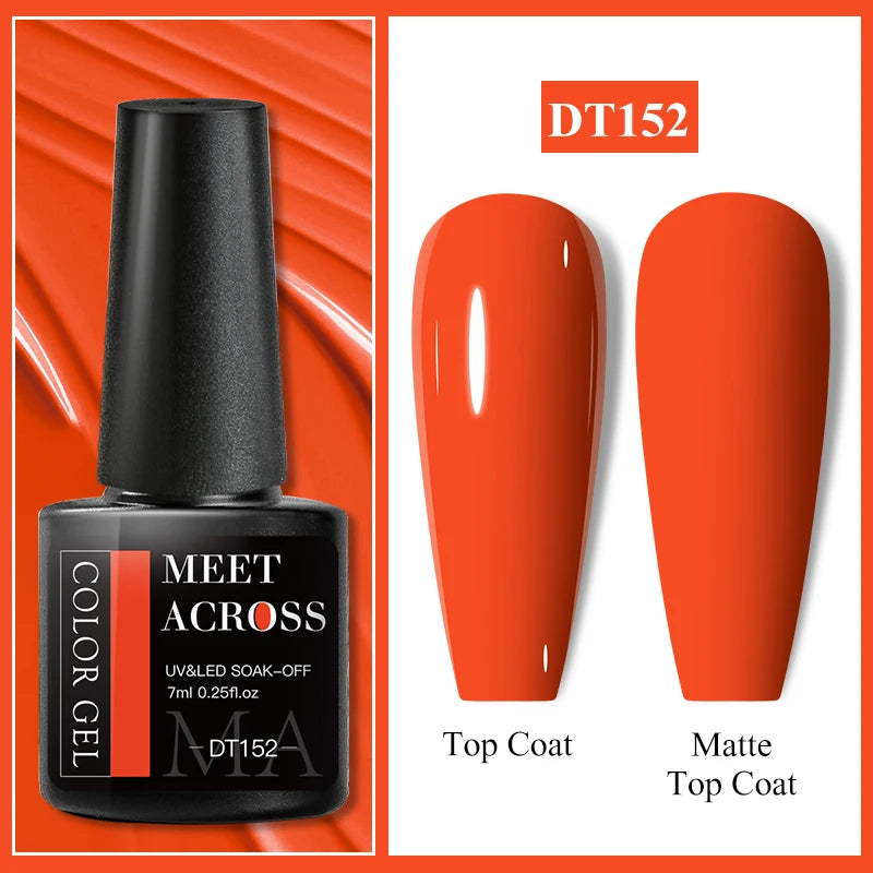 MEET ACROSS 7ml Wine Red Gel Polish - Long-Lasting French Style Nail Art Varnish