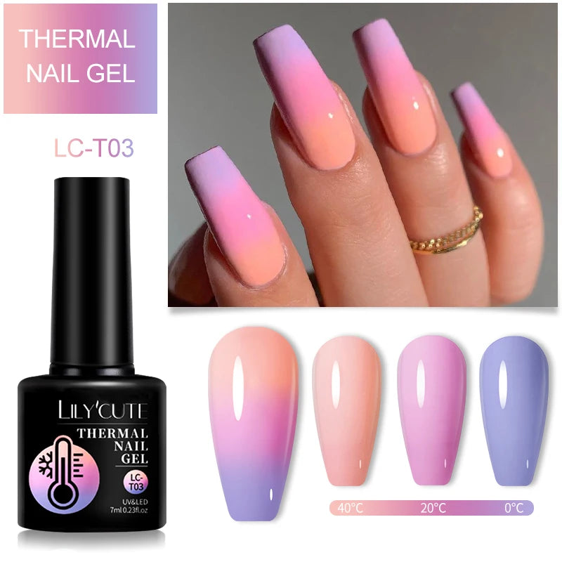 LILYCUTE 7ml Thermal Temperature-Changing Gel Nail Polish - Semi-Permanent UV Gel Art