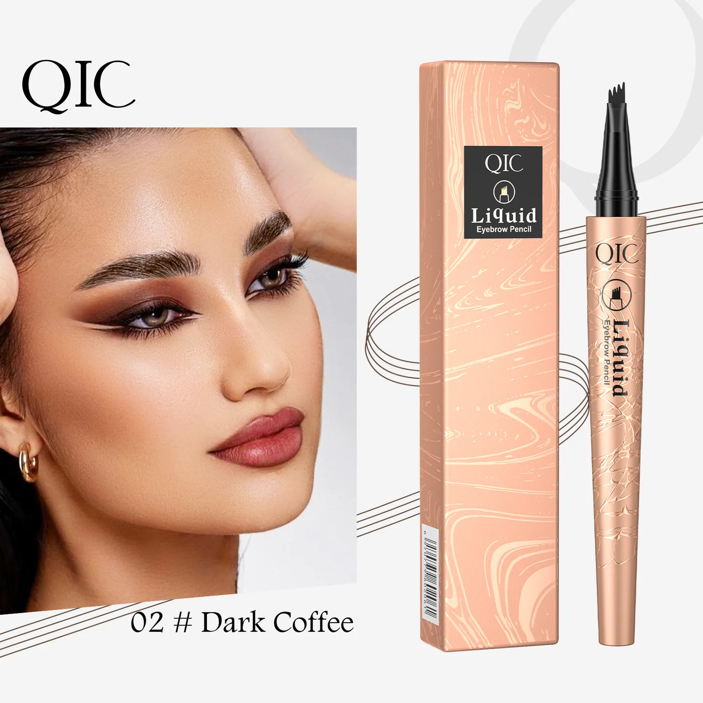 QIHENGYUE 4-Tip Microblade Liquid Eyebrow Pen - Smudge-Proof Waterproof Natural