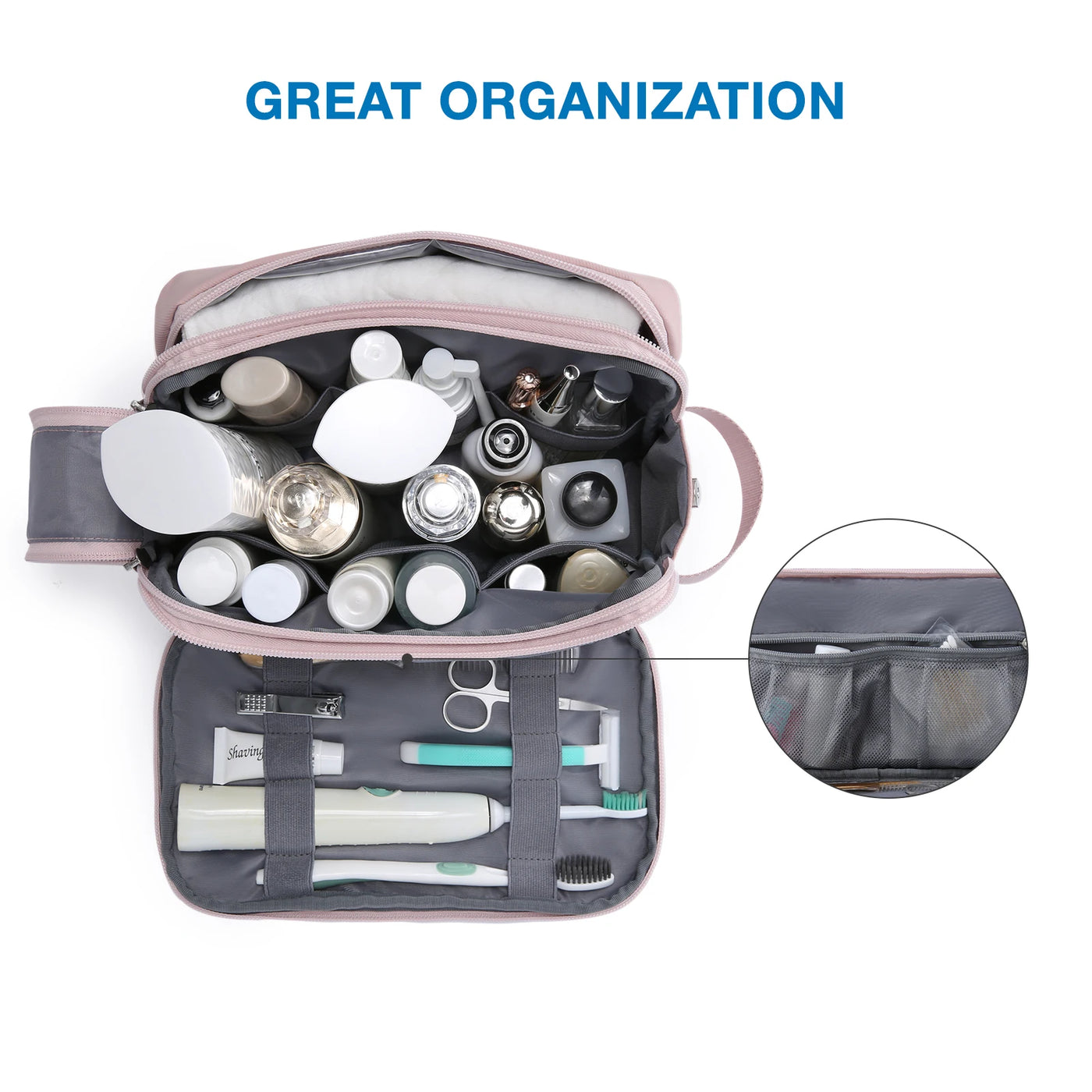 BAGSMART Waterproof Travel Dopp Kit - Lightweight Toiletries & Cosmetic Bag for Men & Women