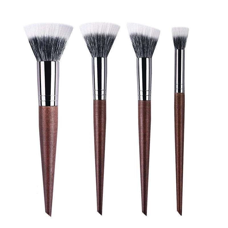 Natural Wood & Goat Hair Stippling Blush Brush - Professional Powder Contour Multi-Function