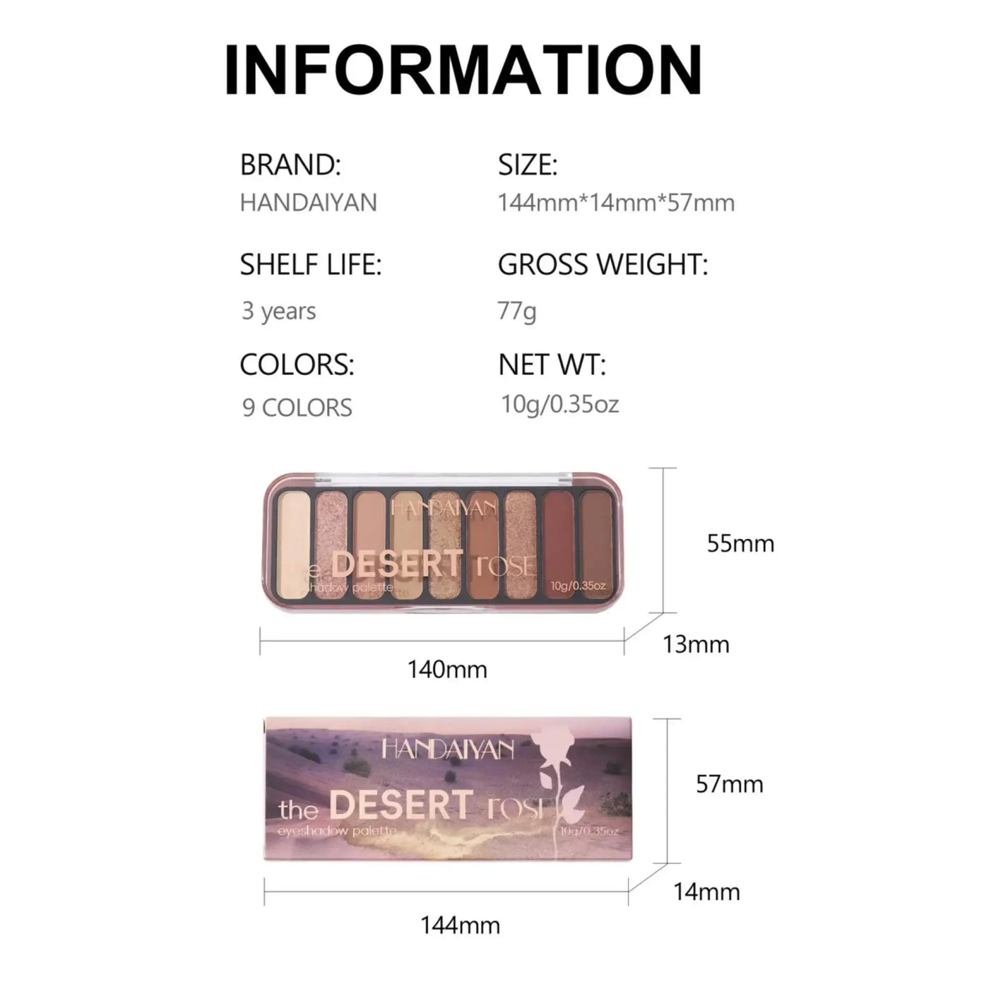 Desert Rose 9-Color Matte Mineral Eyeshadow Palette - High Pigment Natural Earthy Tones