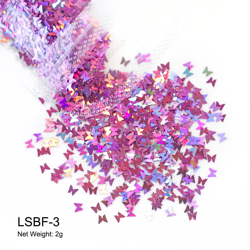 2g Holographic Nail Art Glitter Sequins - Laser Star Butterfly AB Paillette DIY Decorations