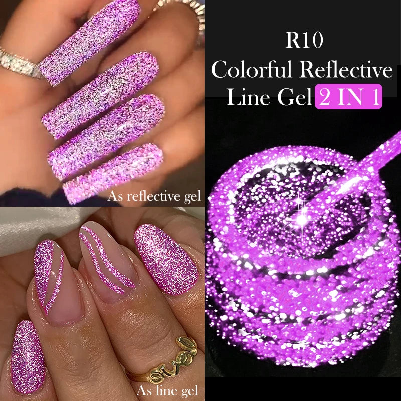 LILYCUTE 5ml Reflective Glitter Liner Gel - Champagne Sparkling Lines for French Nail Art