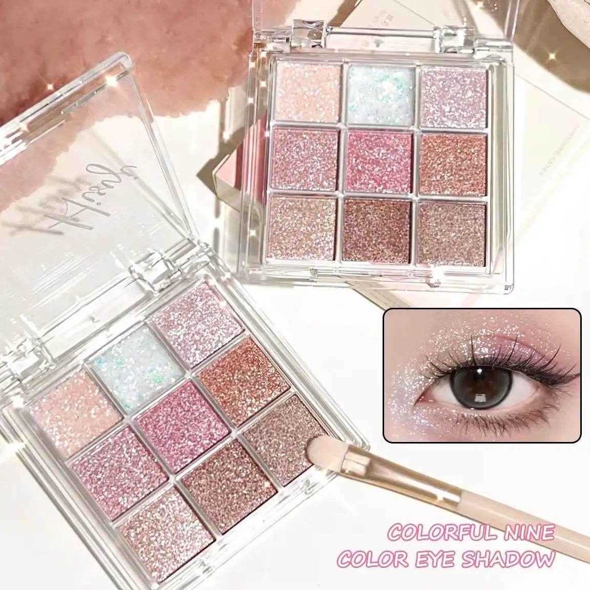 Pearlescent Glitter Highlighter Eyeshadow Palette - Dazzling Sweat & Water Resistant