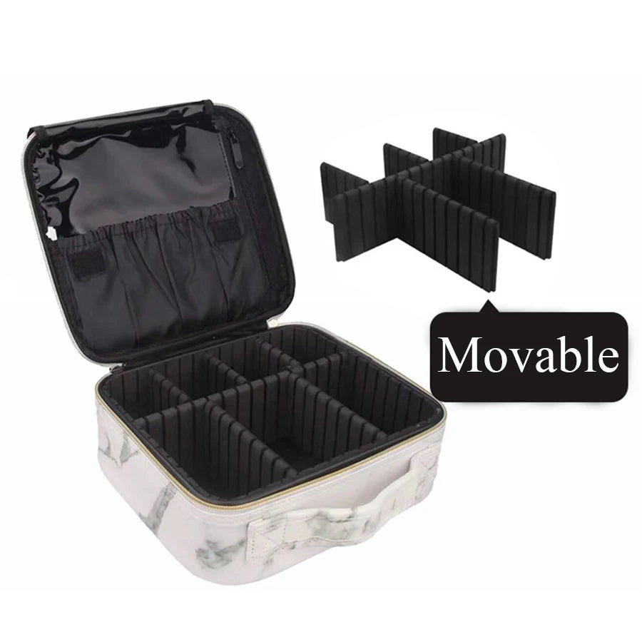 Marble Waterproof PU Cosmetic Storage Bag - Professional Makeup Handbag & Travel Organizer