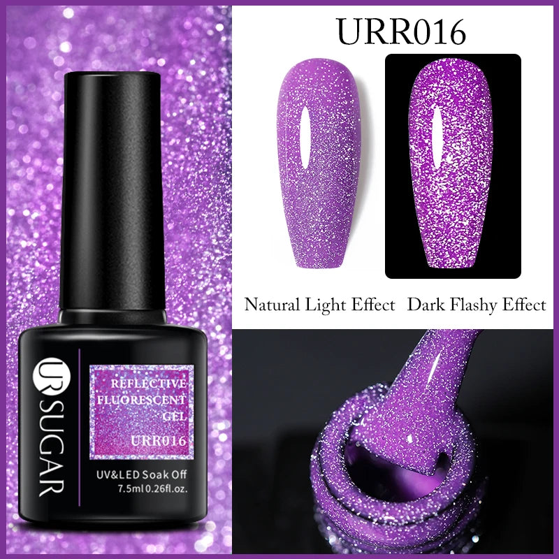UR SUGAR 7.5ml Reflective Glitter Gel Polish - Pink Sequins UV Soak-Off Semi-Permanent
