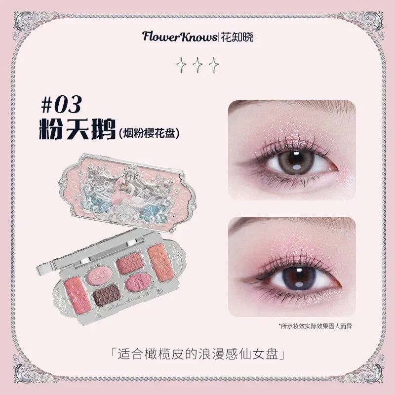 Flower Knows Moonlight Mermaid 8-Color Eyeshadow Palette - Matte, Shimmer & Glitter