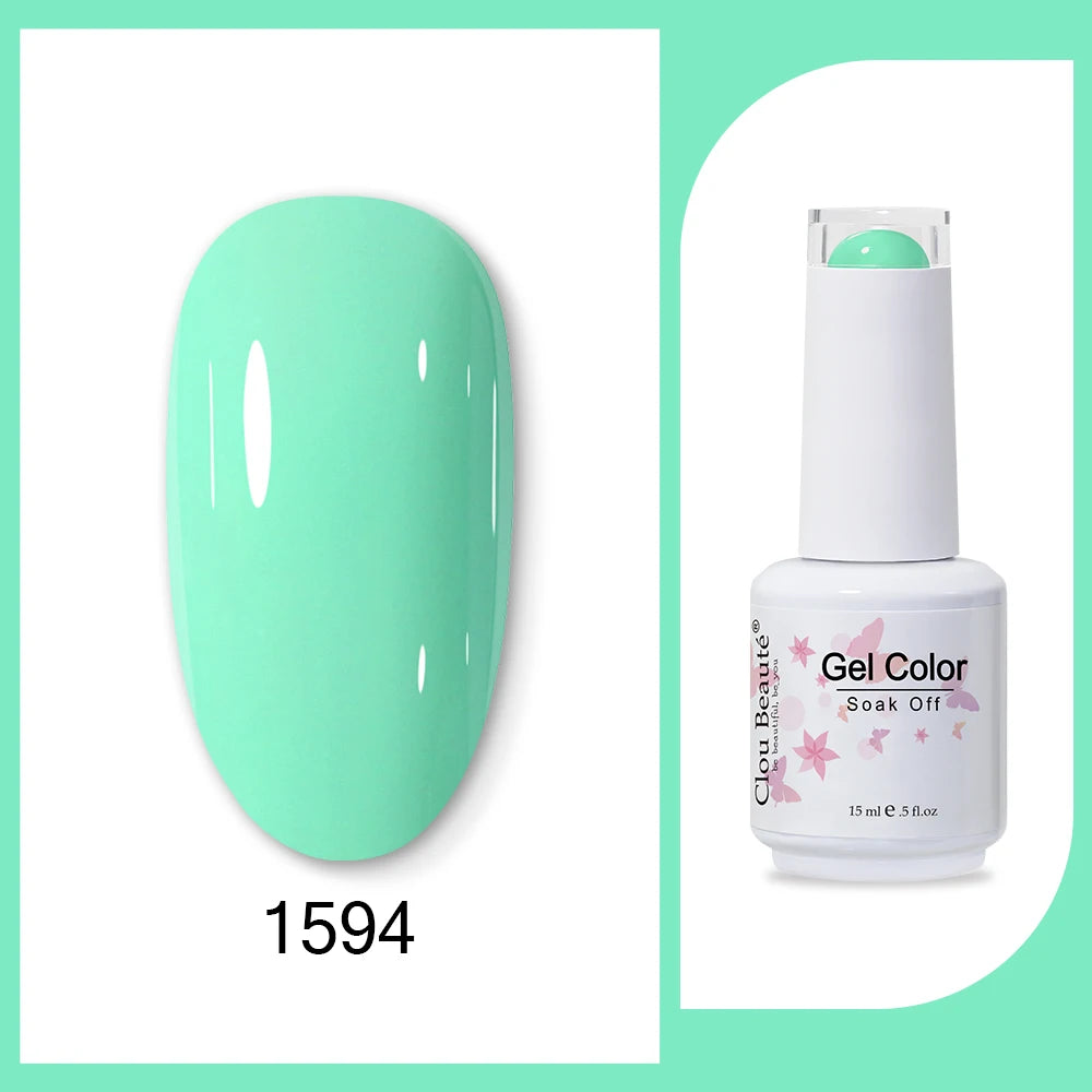 Clou Beaute 15ml HEMA & TPO Free Gel Polish - Army Green Organic Semi-Permanent Nail Art