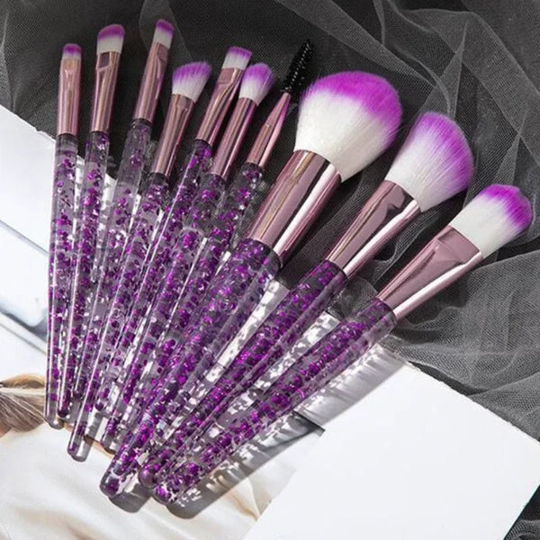 10-Piece Essential Makeup Brush Set - Complete Nylon Bristle Face & Eye Tools