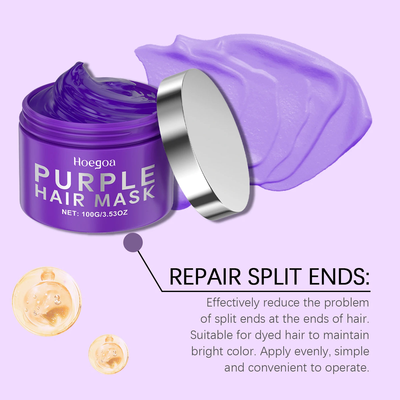 EELHOE Purple Keratin Hair Mask - Deep Repair for Damaged Frizzy Hair, Blonde & All Types