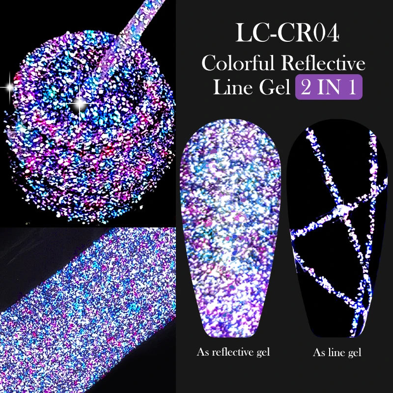 LILYCUTE 5ml Metallic Gold & Silver Mirror Liner Gel - Super Bright French Nail Art