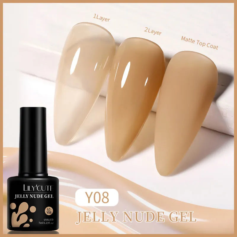 LILYCUTE 7ml Jelly Amber Dark Bloom Leopard Gel Polish - Semi-Permanent UV Nail Art