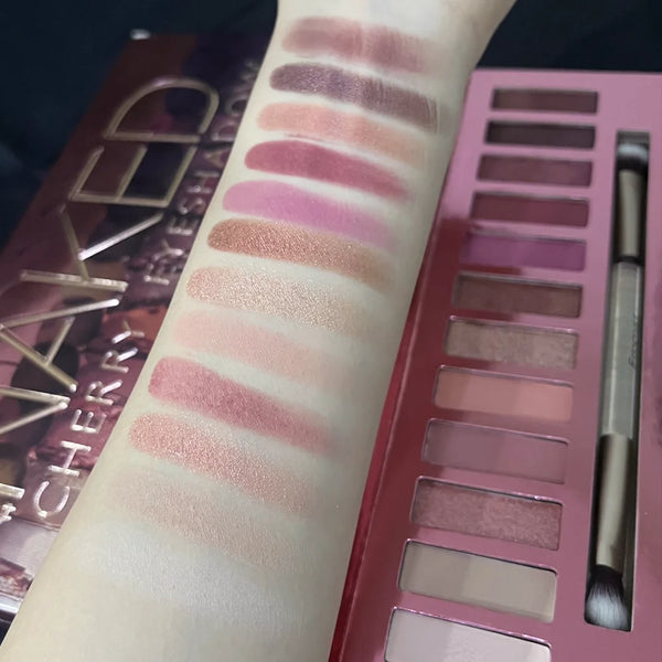 12-Color Brown & Pink Eyeshadow Palette - Long-Lasting Easy Everyday Makeup