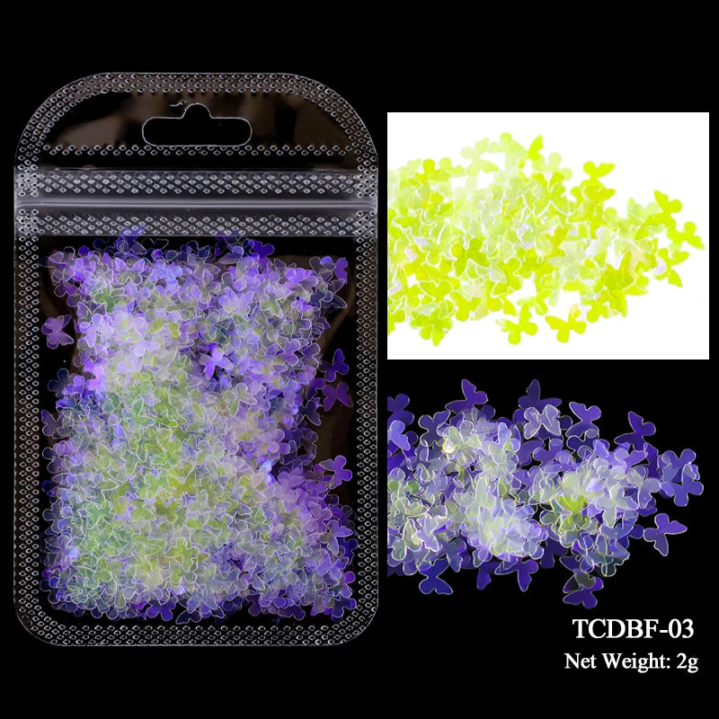 2g Holographic Nail Art Glitter Sequins - Laser Star Butterfly AB Paillette DIY Decorations