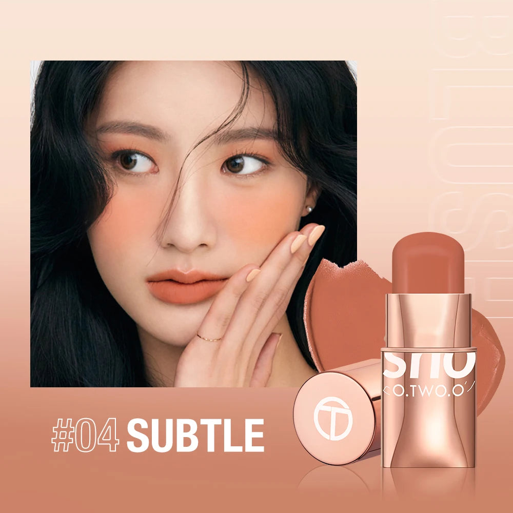 O.TWO.O High-Pigment Blush Stick - Blendable Cream for Lips, Cheeks & Eyes