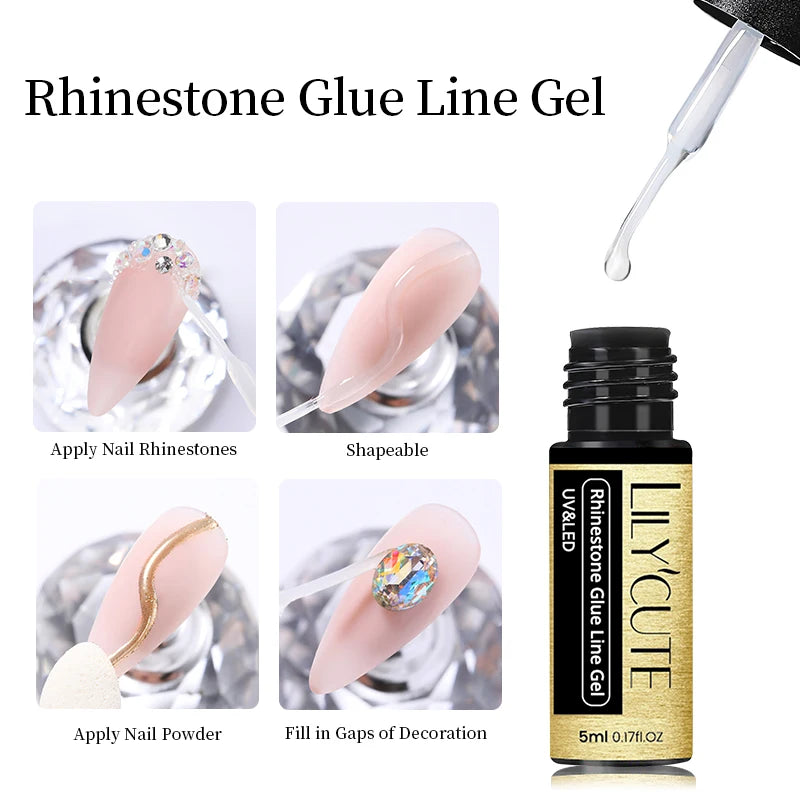 LILYCUTE 5ml Reflective Glitter Liner Gel - Champagne Sparkling Lines for French Nail Art