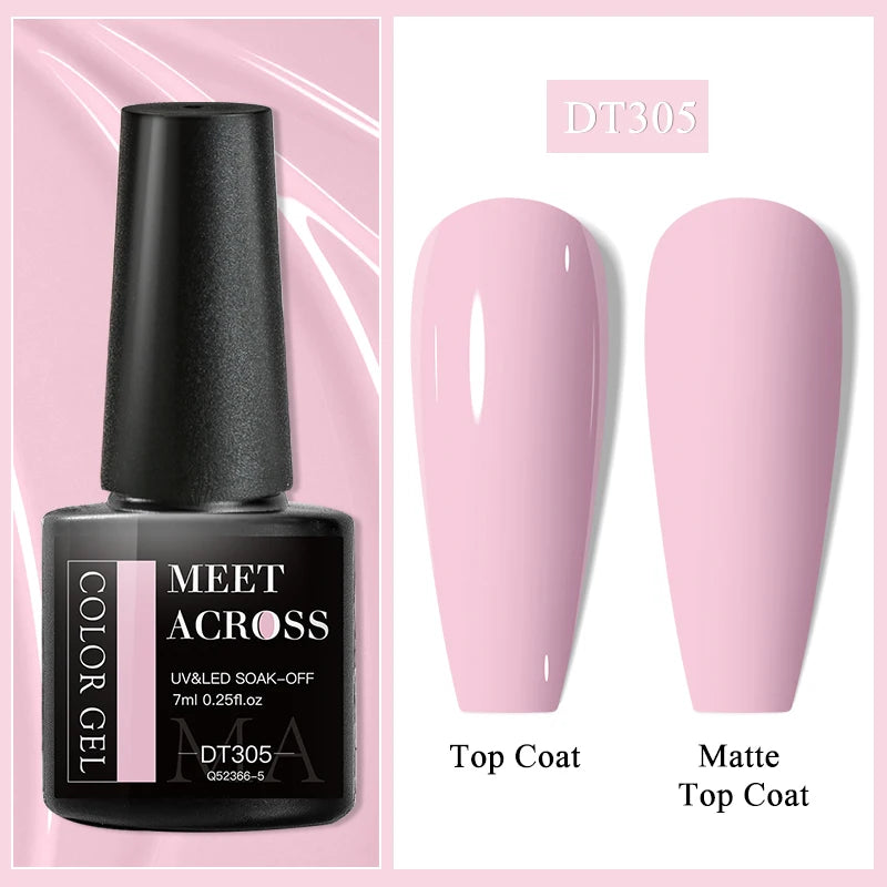 MEET ACROSS 7ml Wine Red Gel Polish - Long-Lasting French Style Nail Art Varnish