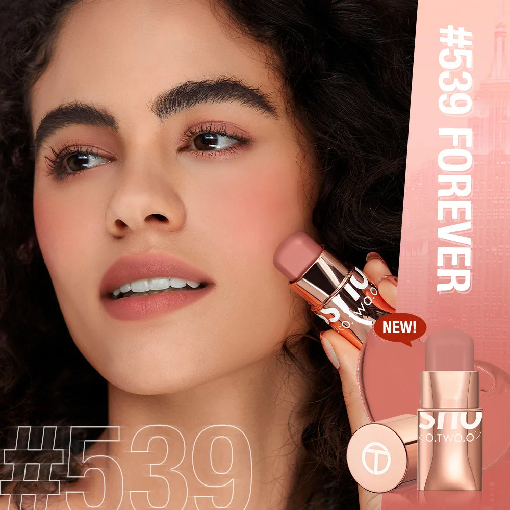 O.TWO.O High-Pigment Blush Stick - Blendable Cream for Lips, Cheeks & Eyes