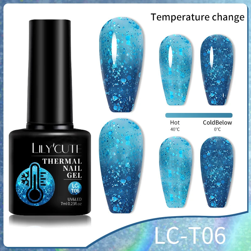 LILYCUTE 7ml Thermal Temperature-Changing Gel Nail Polish - Semi-Permanent UV Gel Art