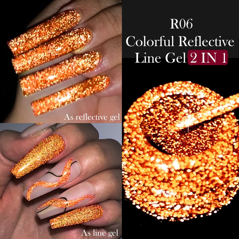 LILYCUTE 5ml Reflective Glitter Liner Gel - Champagne Sparkling Lines for French Nail Art