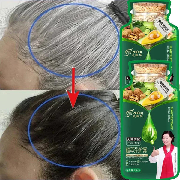 Natural Herbal Hair Dye Shampoo - 5-Minute Color Change, Covers Gray, Non-Irritating