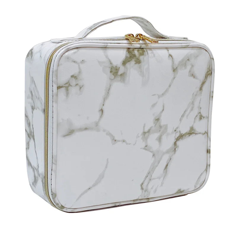 Marble Waterproof PU Cosmetic Storage Bag - Professional Makeup Handbag & Travel Organizer