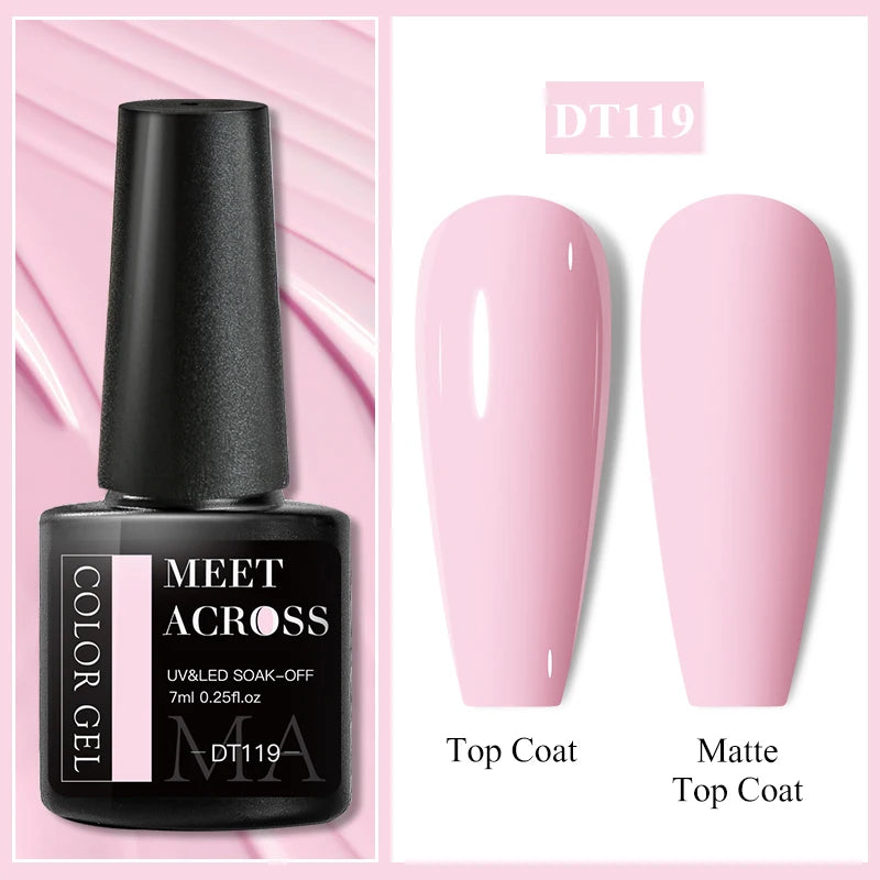 MEET ACROSS 7ml Wine Red Gel Polish - Long-Lasting French Style Nail Art Varnish
