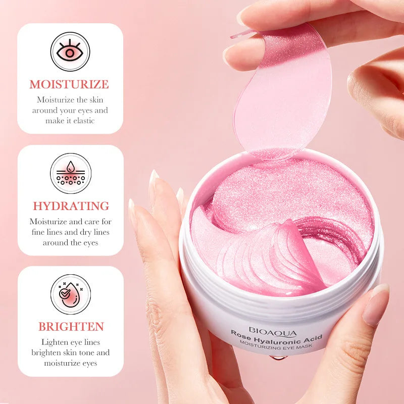 SADOER Rose Hyaluronic Acid Eye Mask 60pcs - Anti Dark Circles, Firming & Moisturizing