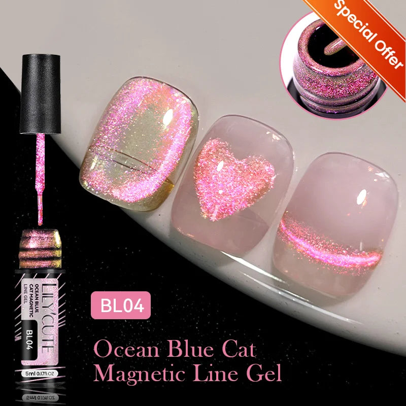 LILYCUTE 5ml Metallic Gold & Silver Mirror Liner Gel - Super Bright French Nail Art