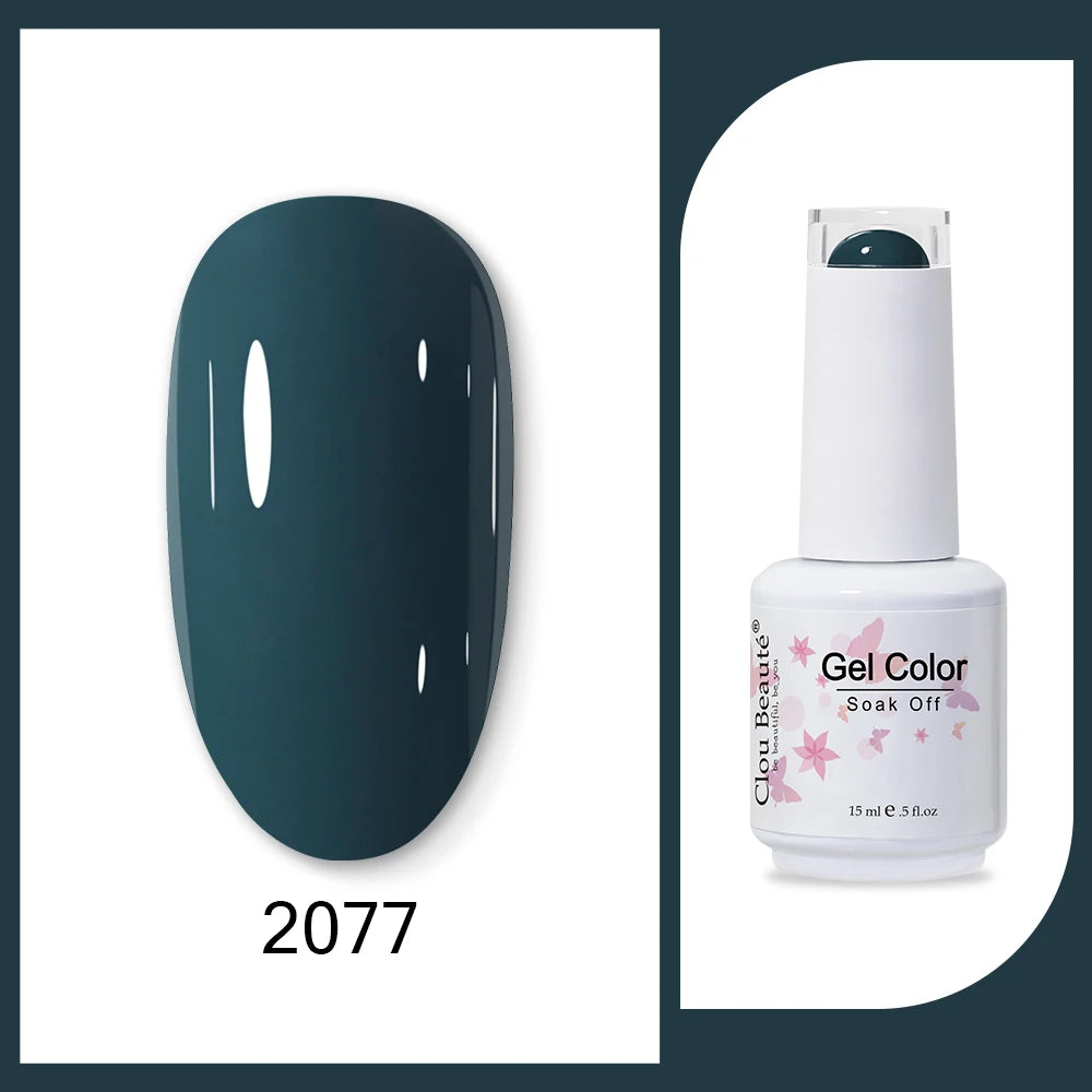 Clou Beaute 15ml HEMA & TPO Free Gel Polish - Army Green Organic Semi-Permanent Nail Art