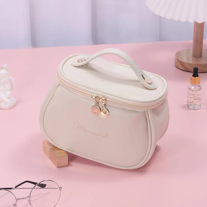 PU Leather Multi-Function Cosmetic Bag - Portable Travel Makeup Case & Toiletry Kit