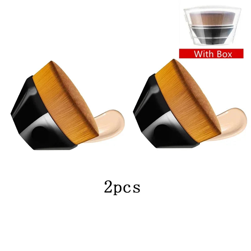 Professional Powder & Blusher Foundation Brush - Soft Wool Fiber, Available in 1-4 Pack