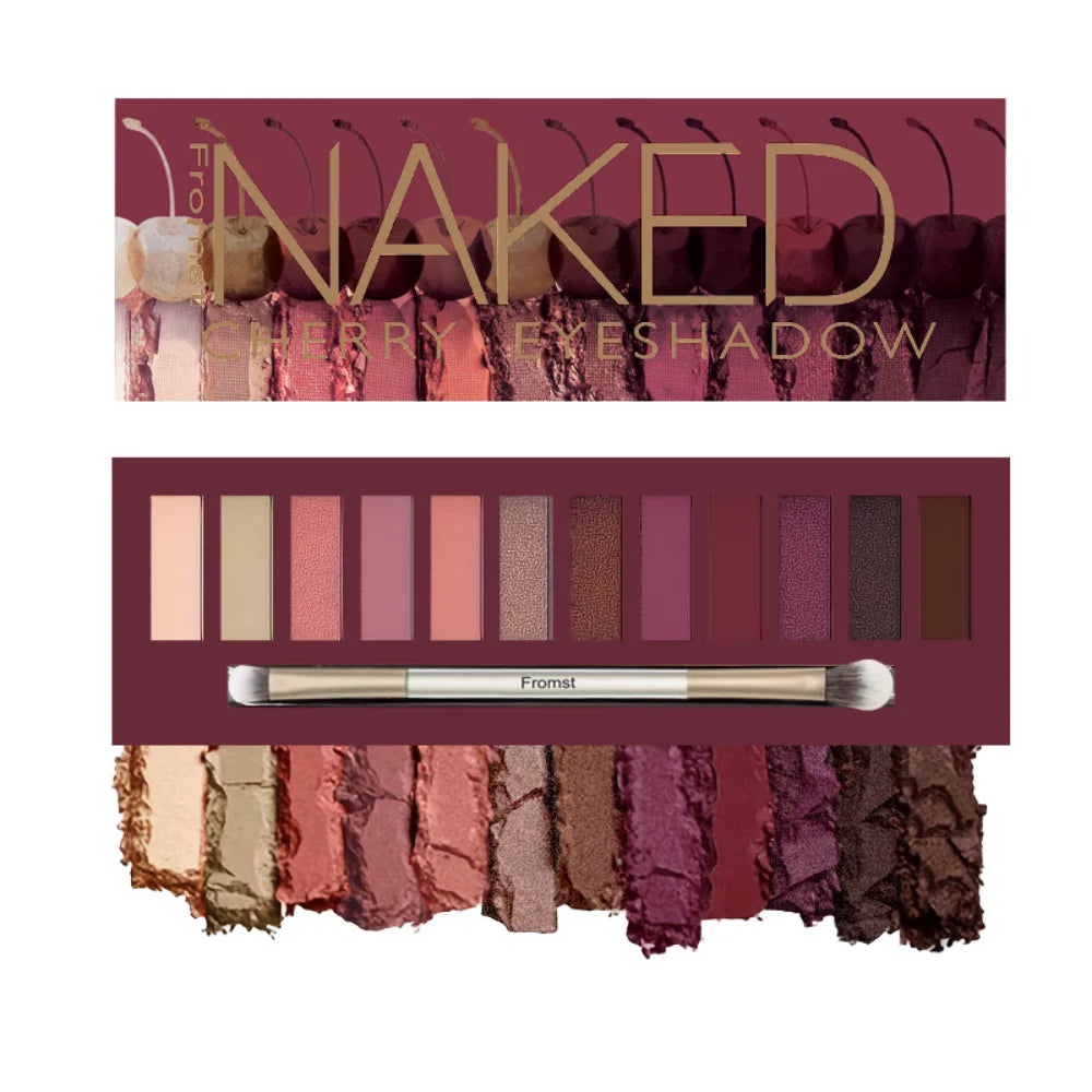 12-Color Brown & Pink Eyeshadow Palette - Long-Lasting Easy Everyday Makeup