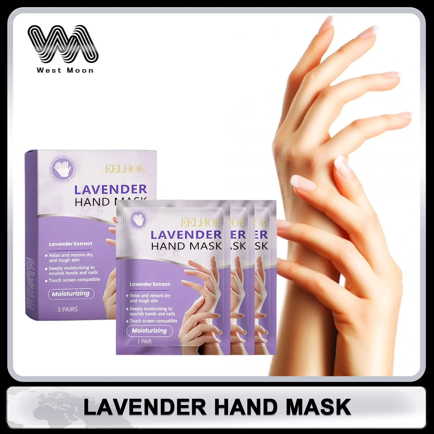 Eelhoe Lavender Hand Mask - Exfoliating, Brightening & Deep Nourishment for Smooth Hands
