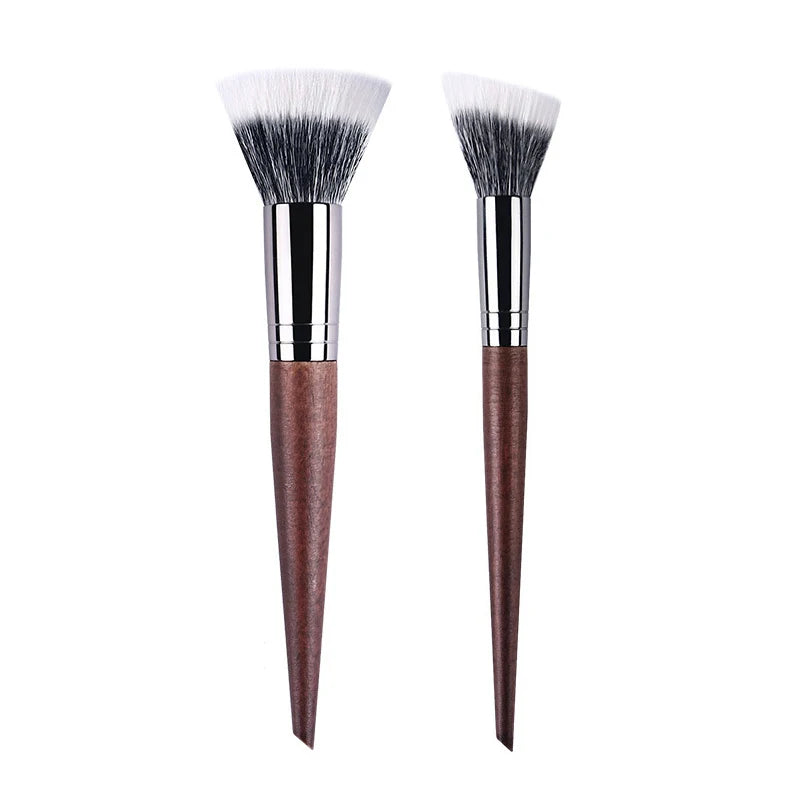 Natural Wood & Goat Hair Stippling Blush Brush - Professional Powder Contour Multi-Function