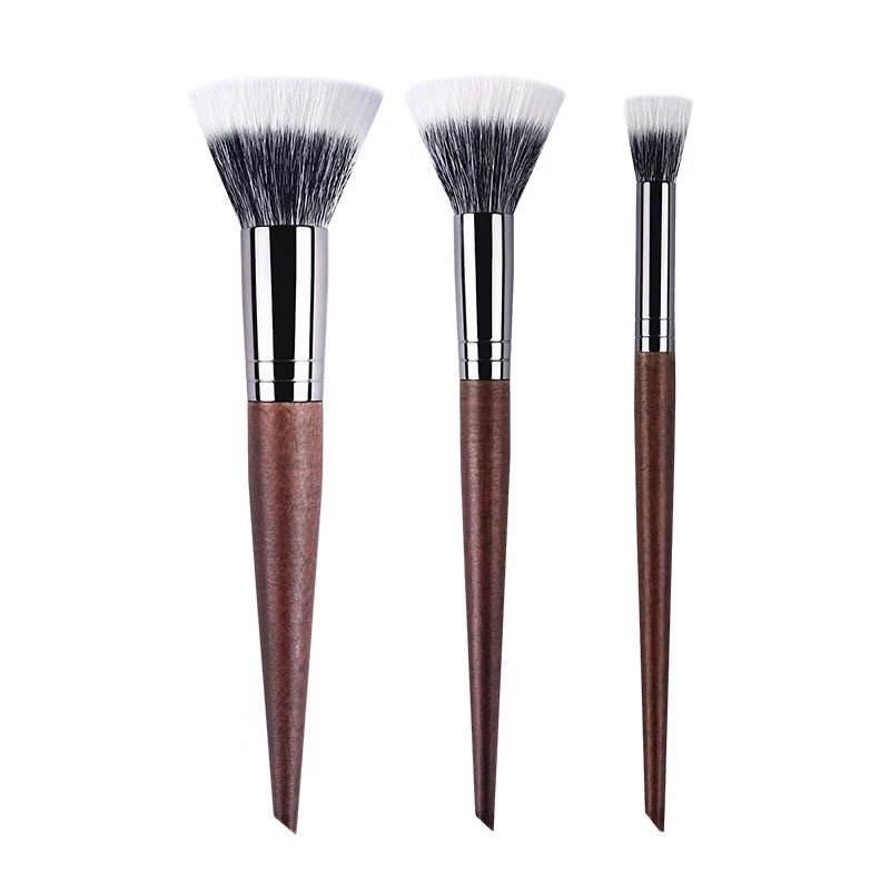 Natural Wood & Goat Hair Stippling Blush Brush - Professional Powder Contour Multi-Function