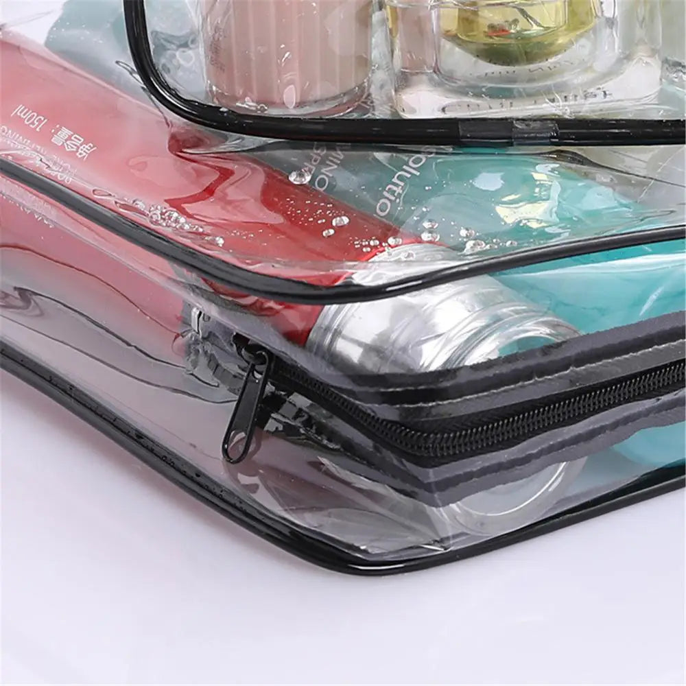 Waterproof Transparent Zipper Cosmetic Pouch - Women's Clear Toiletry Bag & Makeup Case