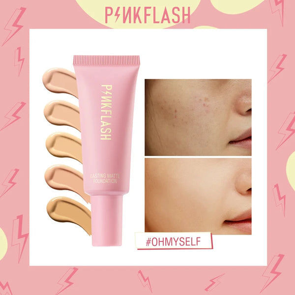 PINKFLASH Full Coverage Matte Foundation - Smooth Oil-Control Natural Look