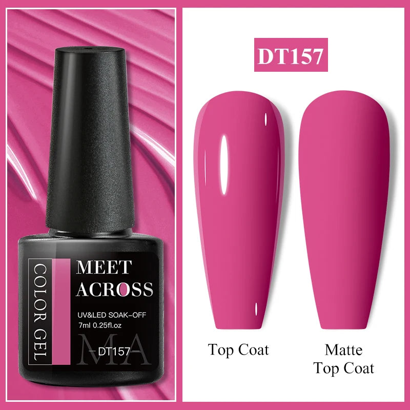 MEET ACROSS 7ml Wine Red Gel Polish - Long-Lasting French Style Nail Art Varnish