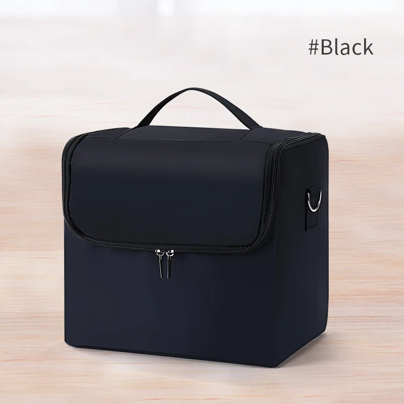 4-Tier Professional Makeup Train Case - Large Women's Travel Storage Box with Adjustable Nail Organizer